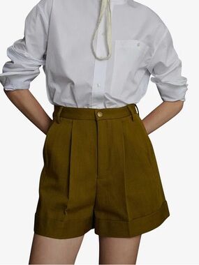 NWT Soeur High-Waist Pleated Women’s Shorts in Olive